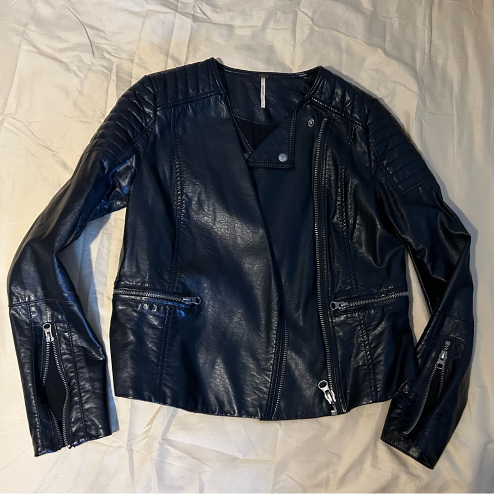 Free People Vegan Leather Moto Jacket, sz 2